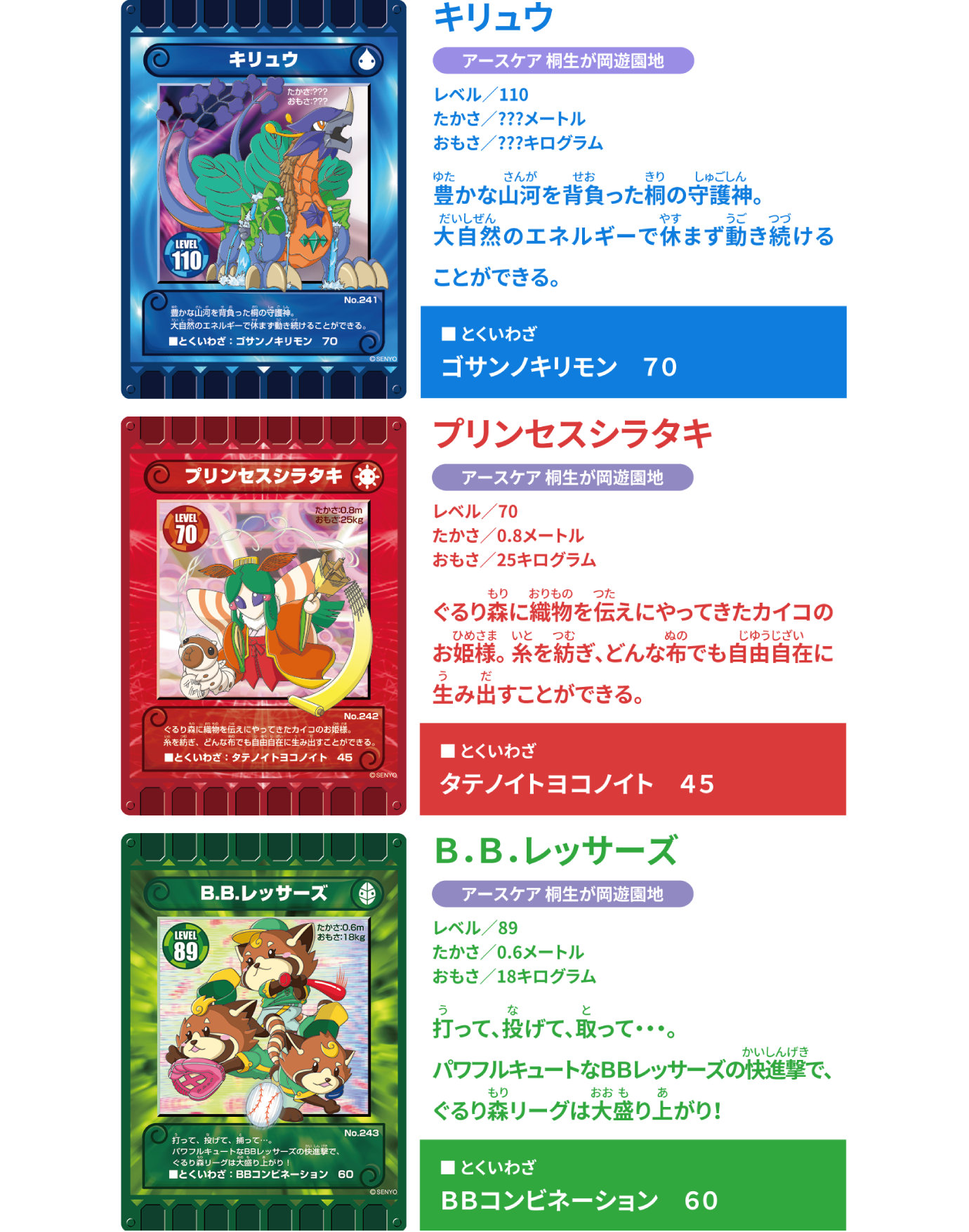 BBレッサーズぐるり森 カード アースケア桐生が岡遊園地限定 - カード